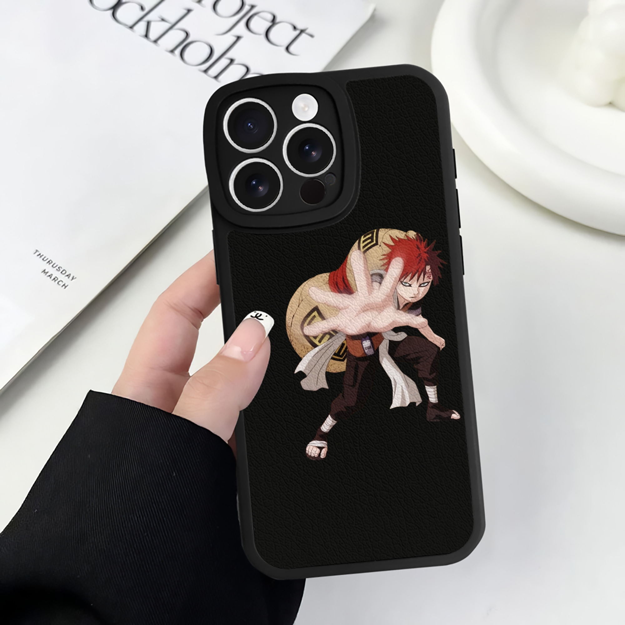 （画像用） NARUTO -ナルト- ガアラ Gaara 【iPhone 16シリーズ対応】シリコンスマホケース（レザー調） 材質：シリコン